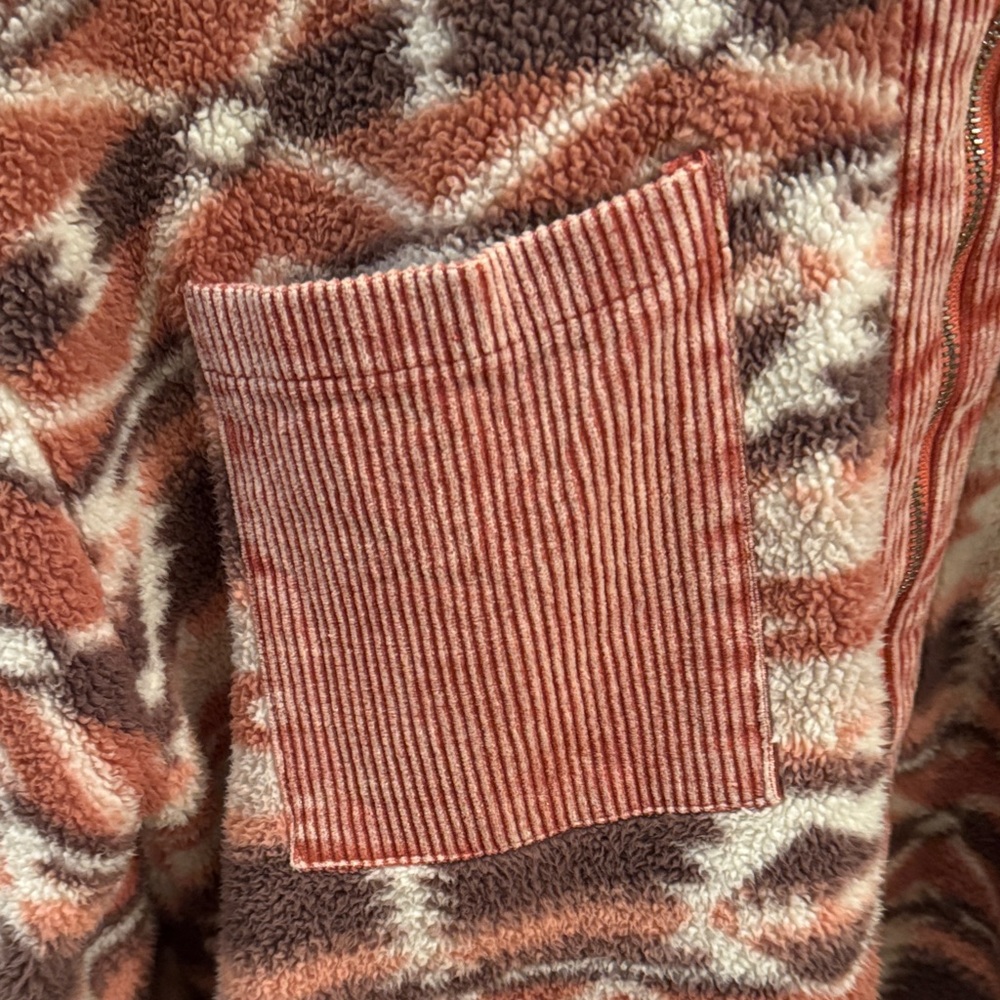 POL Geometric Red and Cream Hoodie - Picture 3 of 6